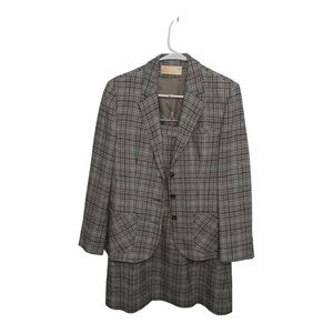 Vintage Pendleton Fully Lined Pure Wool Plaid Blazer Skirt Suit Set | Size 6